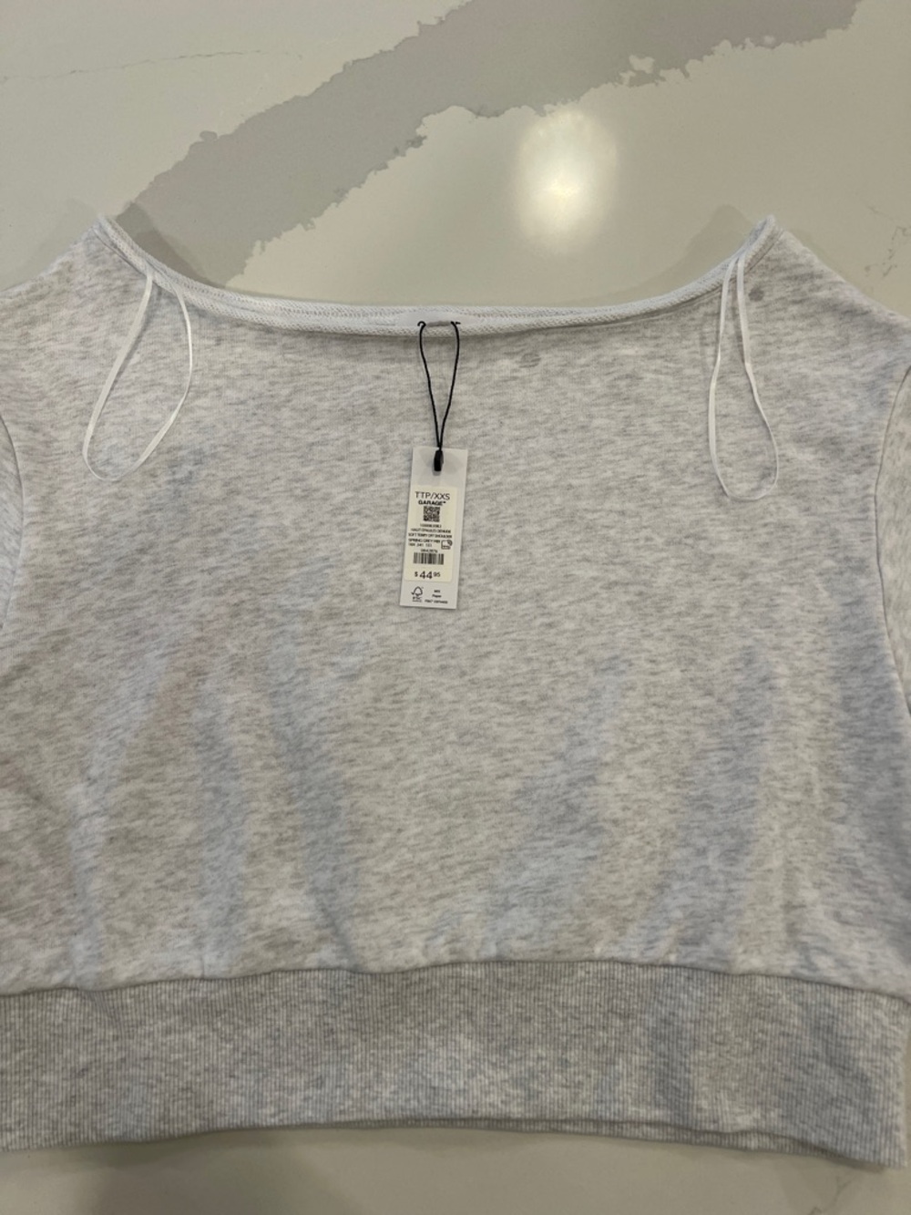 Garage: Light Gray Women's soft, tear off shoulder spring gray mix